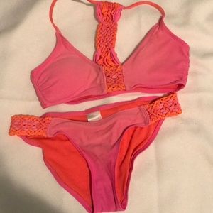 Pink and orange bikini set